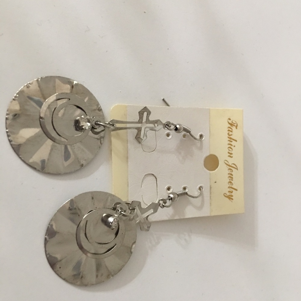 Silver cross earrings. Never worn.